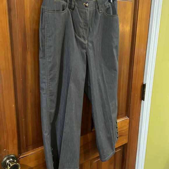 New Directionn Size 8 Capris Pants Dark Faux Denim Gray - Picture 5 of 12